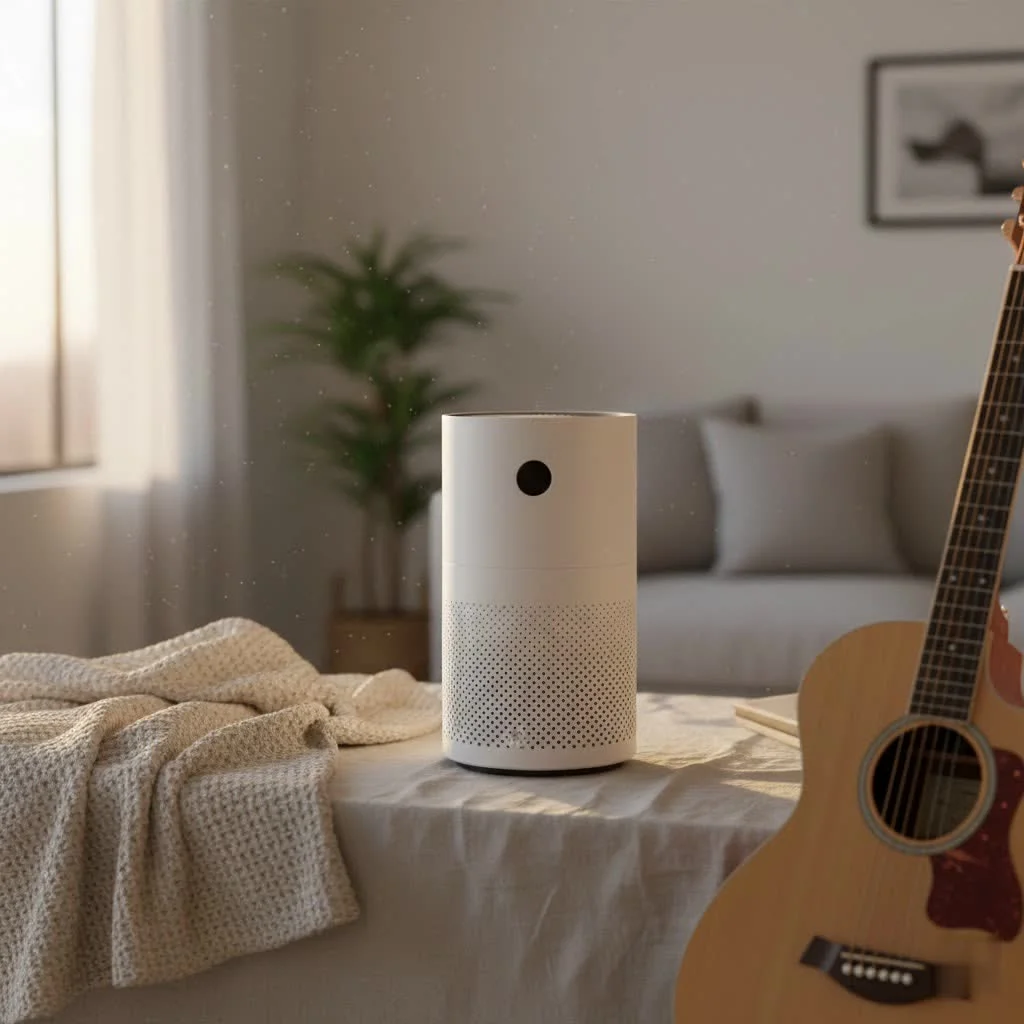 Humidifier air purifier combo unit in a modern living room