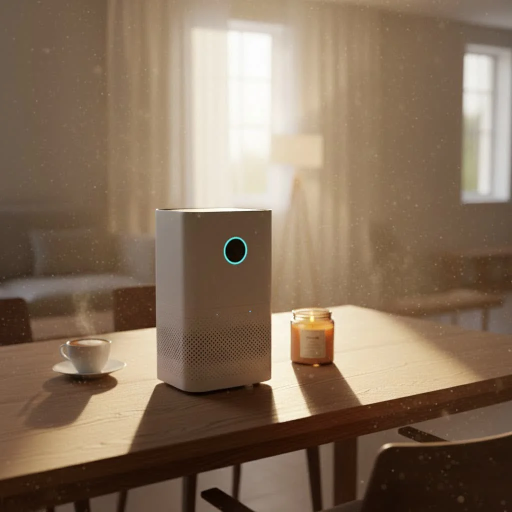 Smart air purifier with a clean air indicator