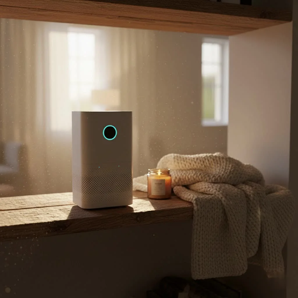 GermGuardian air purifier operating in a modern living room
