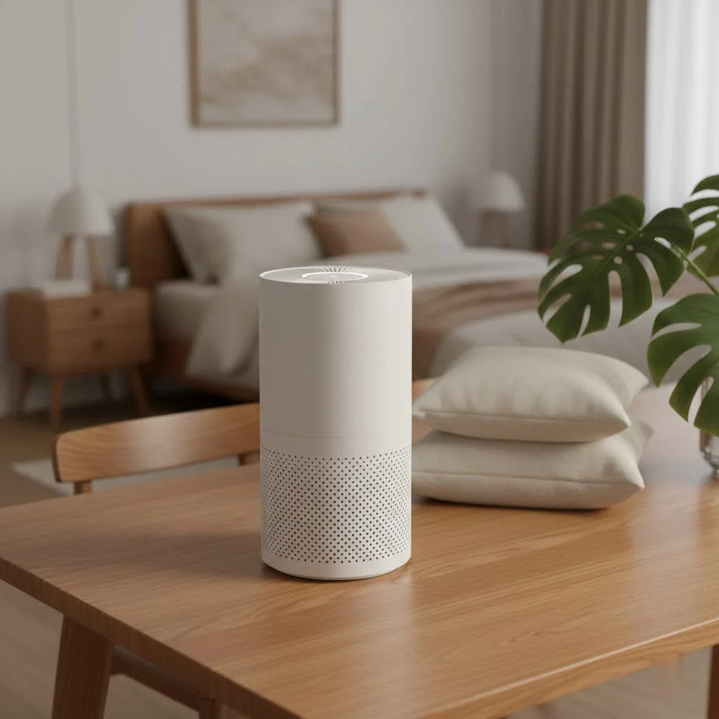 HEPA air purifier capturing dust particles