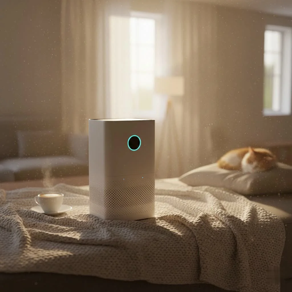 UV air purifier with blue light inside