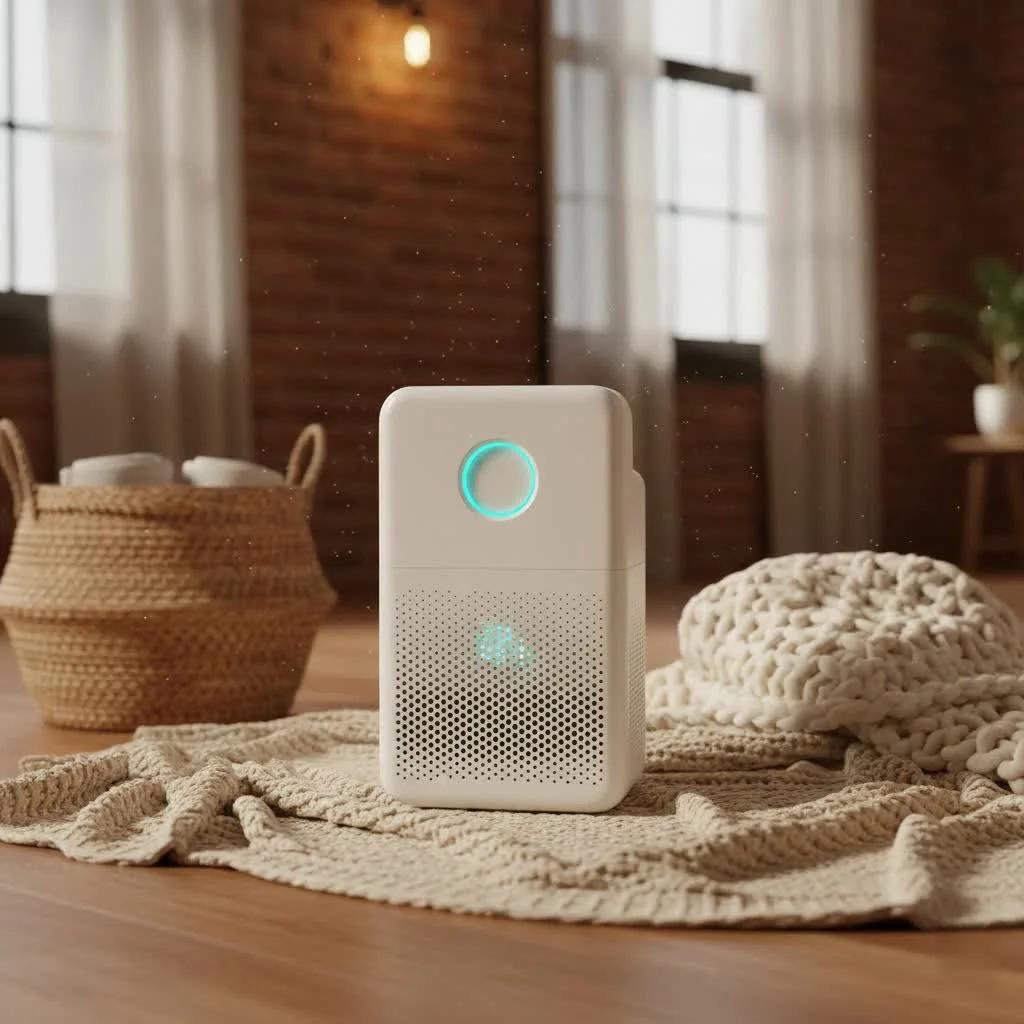 Ozone air purifier generating gas in a home setting