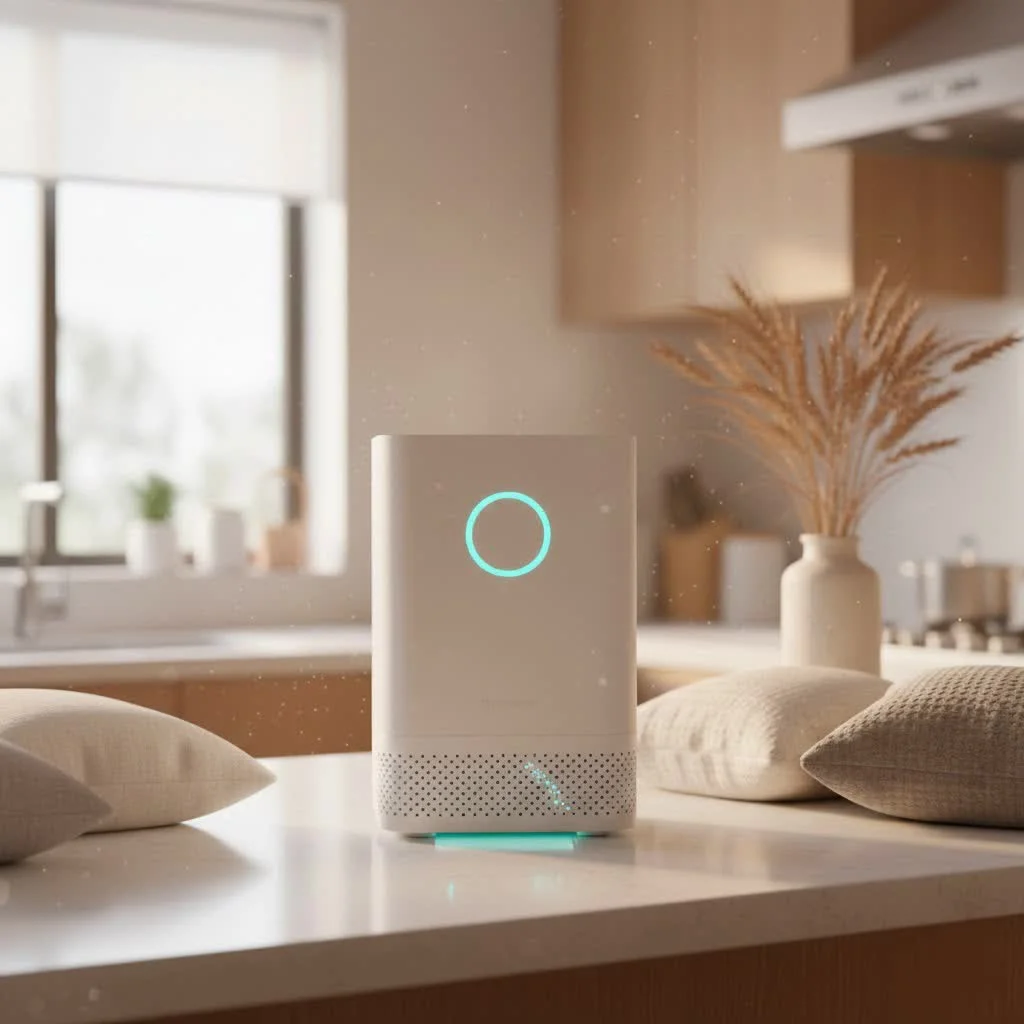 Sans Air Purifier operating in a modern living room