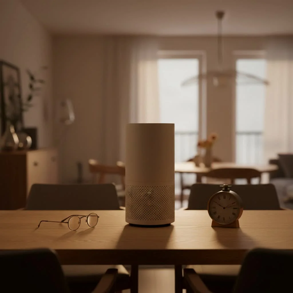 Dyson air purifier operating in a modern living room